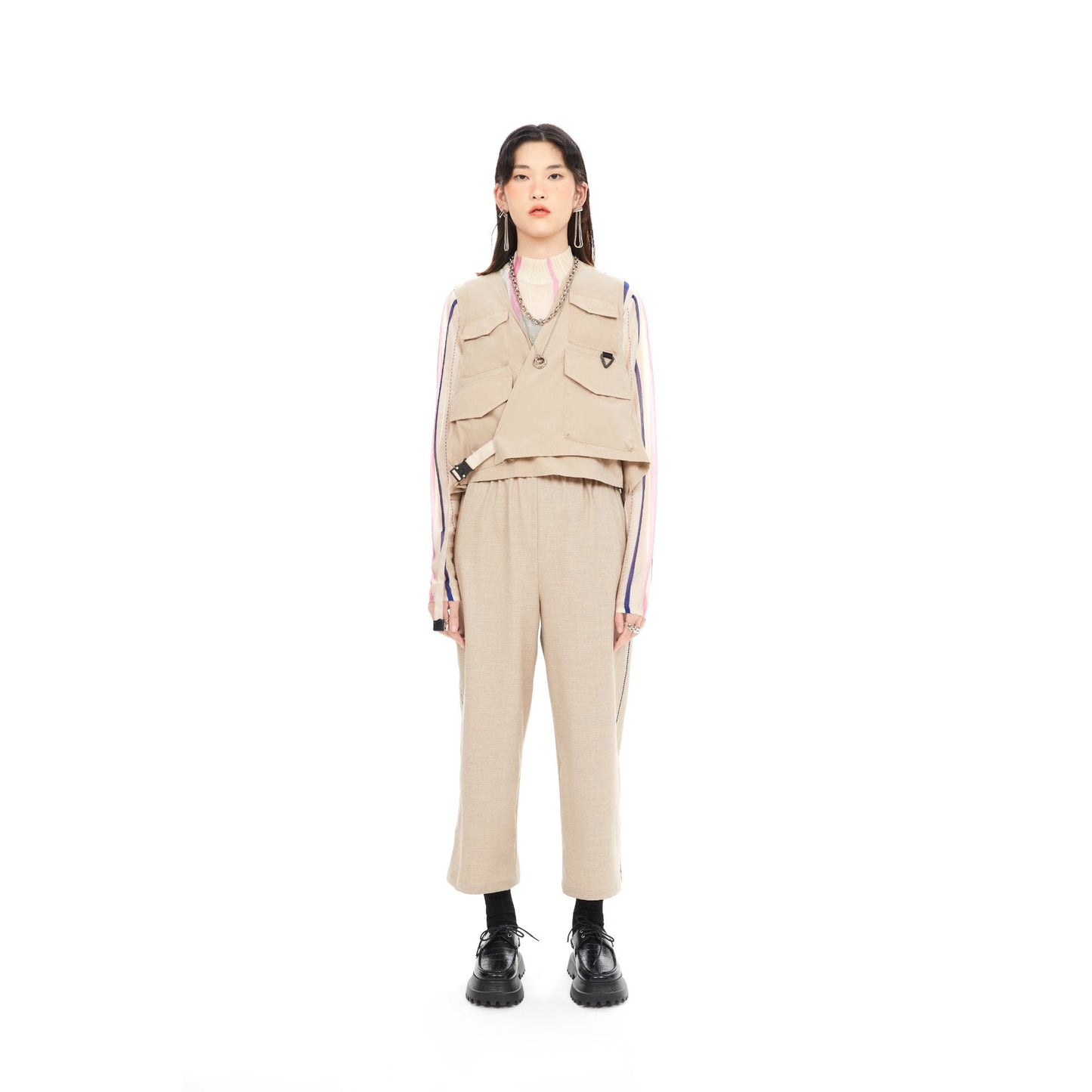 Women Pocket Jumpsuit - Beige