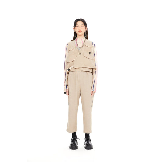 Women Pocket Jumpsuit - Beige