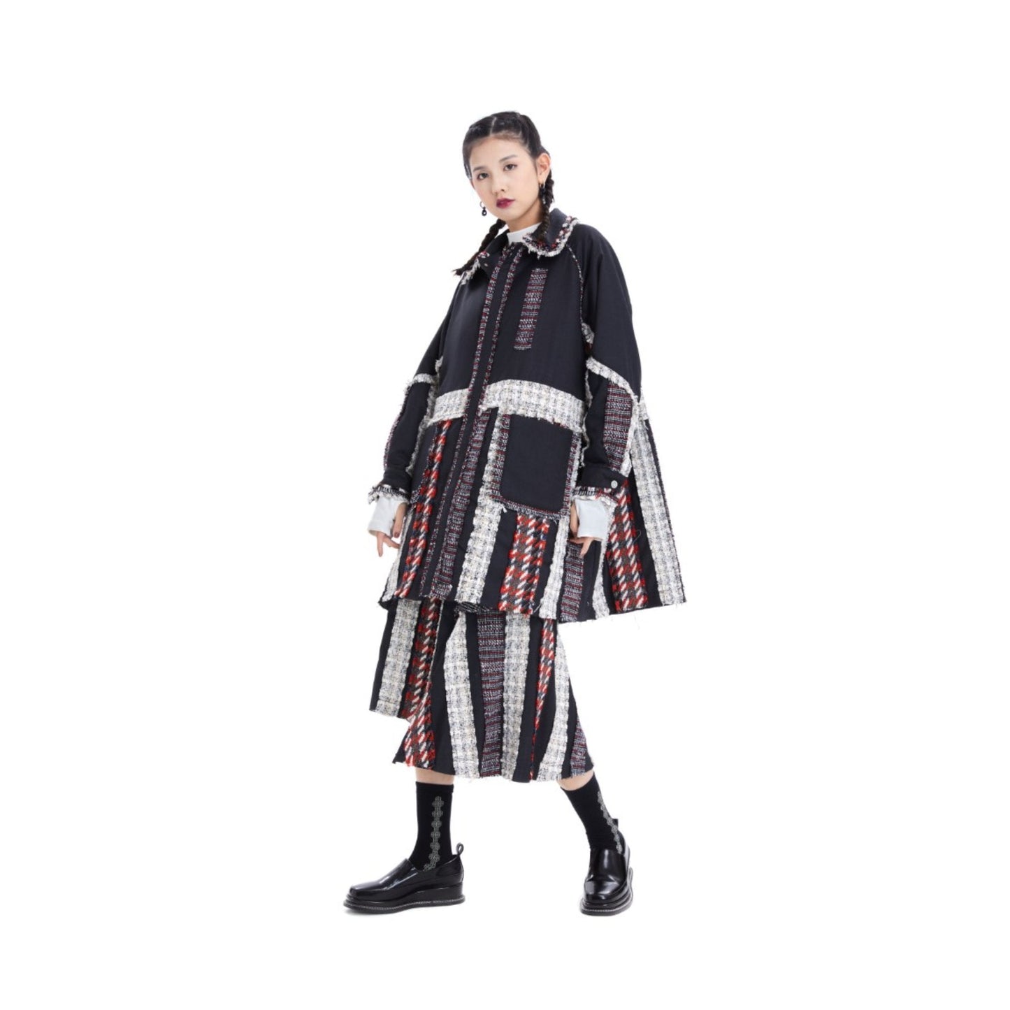 Women Fancy Tweed Coat - Pattern