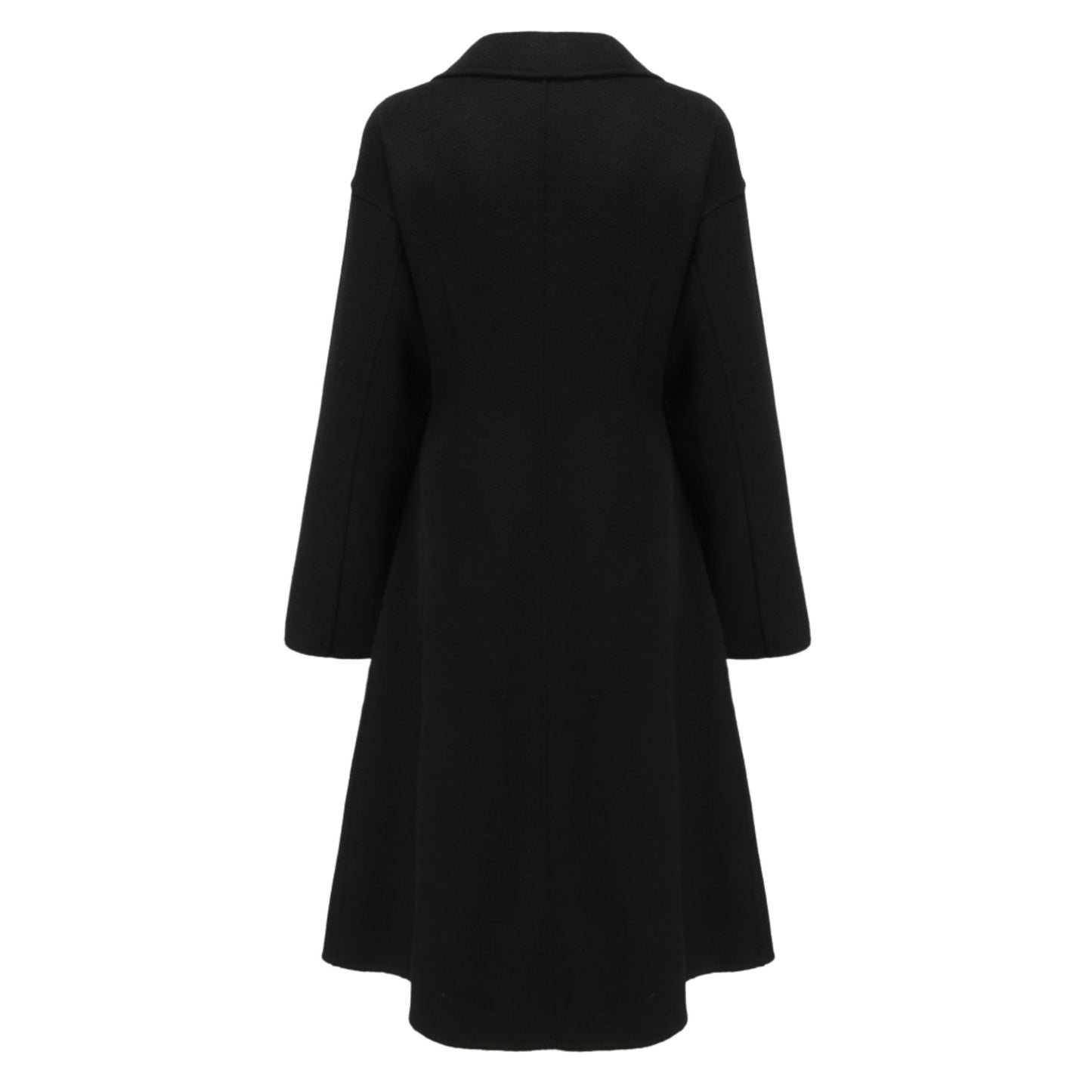 Women Notched Lapel Collar Coat - Black