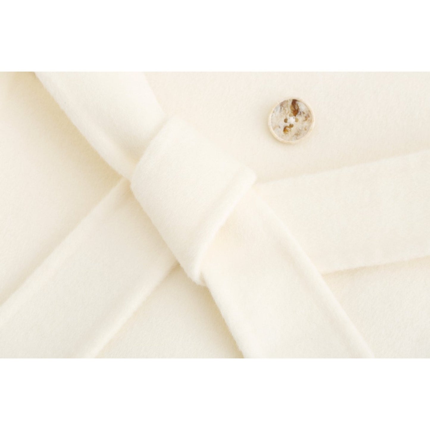 Women Scarf Collar Double Face Coat - White