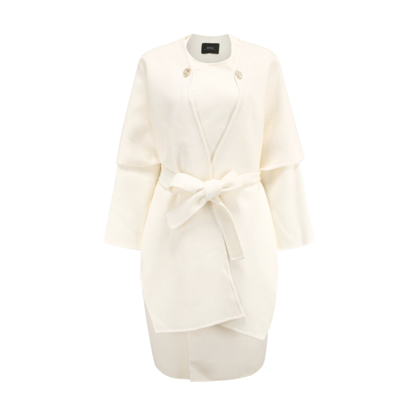 Women Scarf Collar Double Face Coat - White
