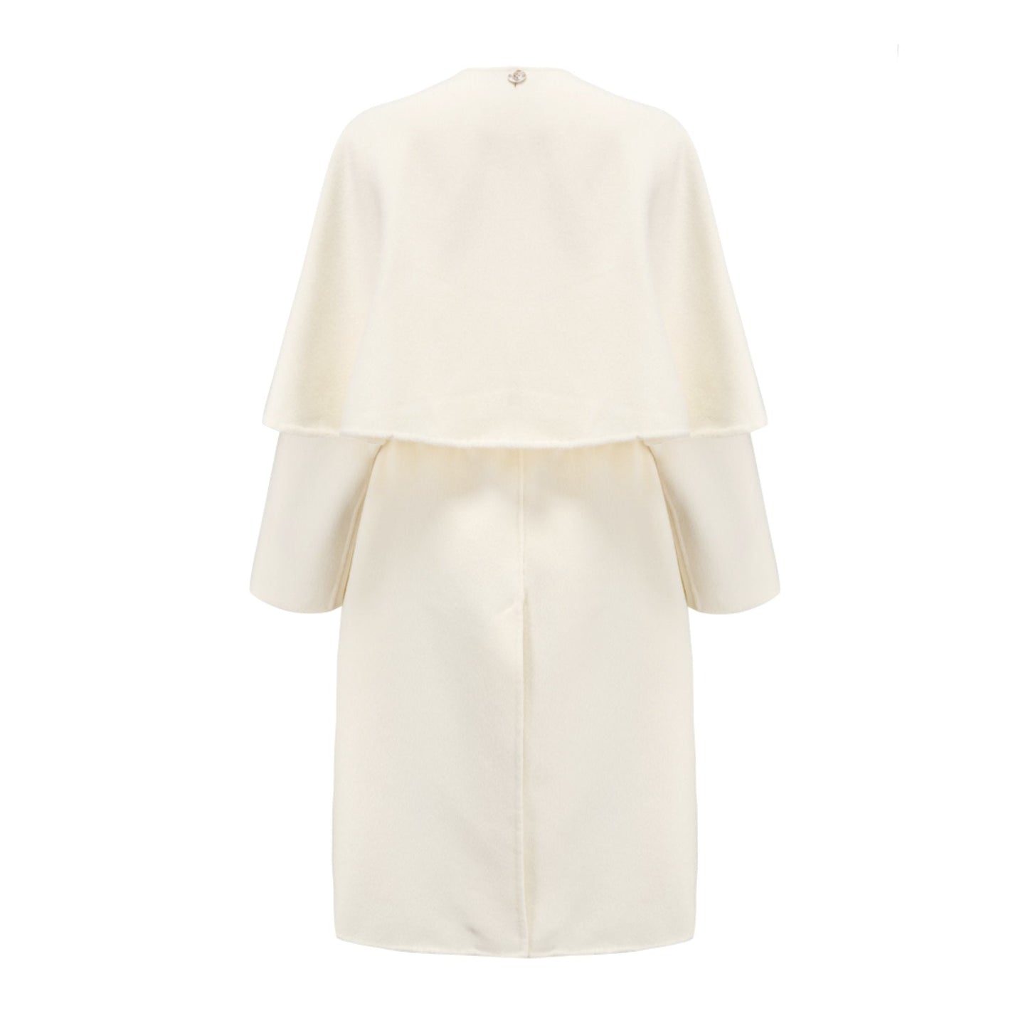 Women Scarf Collar Double Face Coat - White