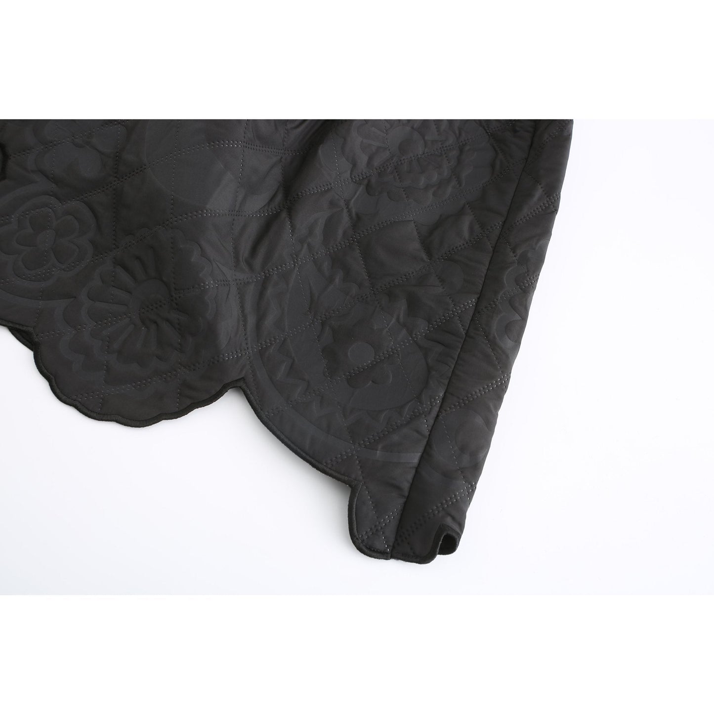 Women Lacework Quilt Pattern Dress - Black