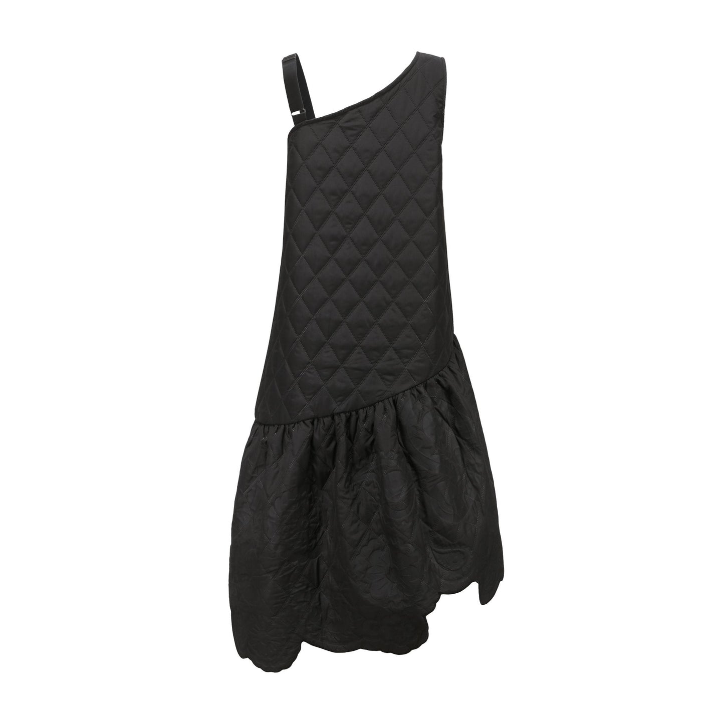 Women Lacework Quilt Pattern Dress - Black