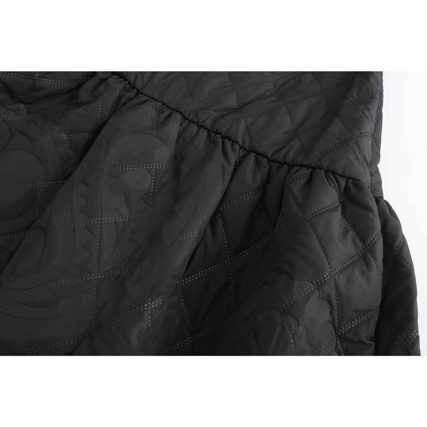 Women Lacework Quilt Pattern Dress - Black