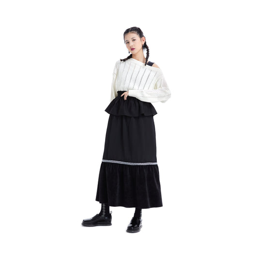 Women Knitted 2 in 1 Cocktail Dress - Ivory