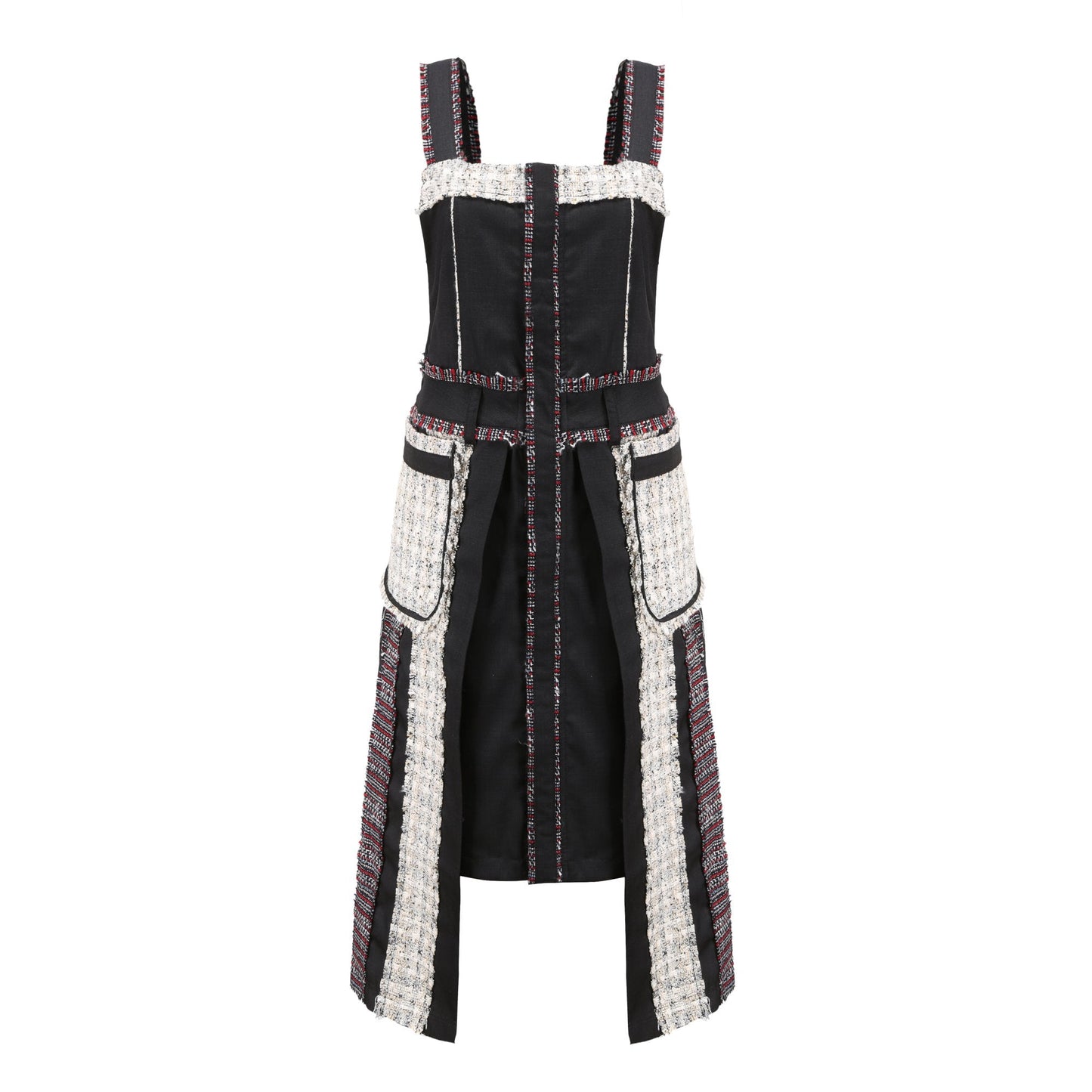 Women Tweed Patched Worker Dress - Pattern