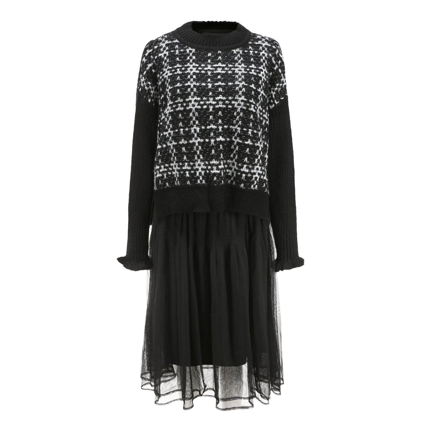 Women Fancy yarn wool skirt - Black