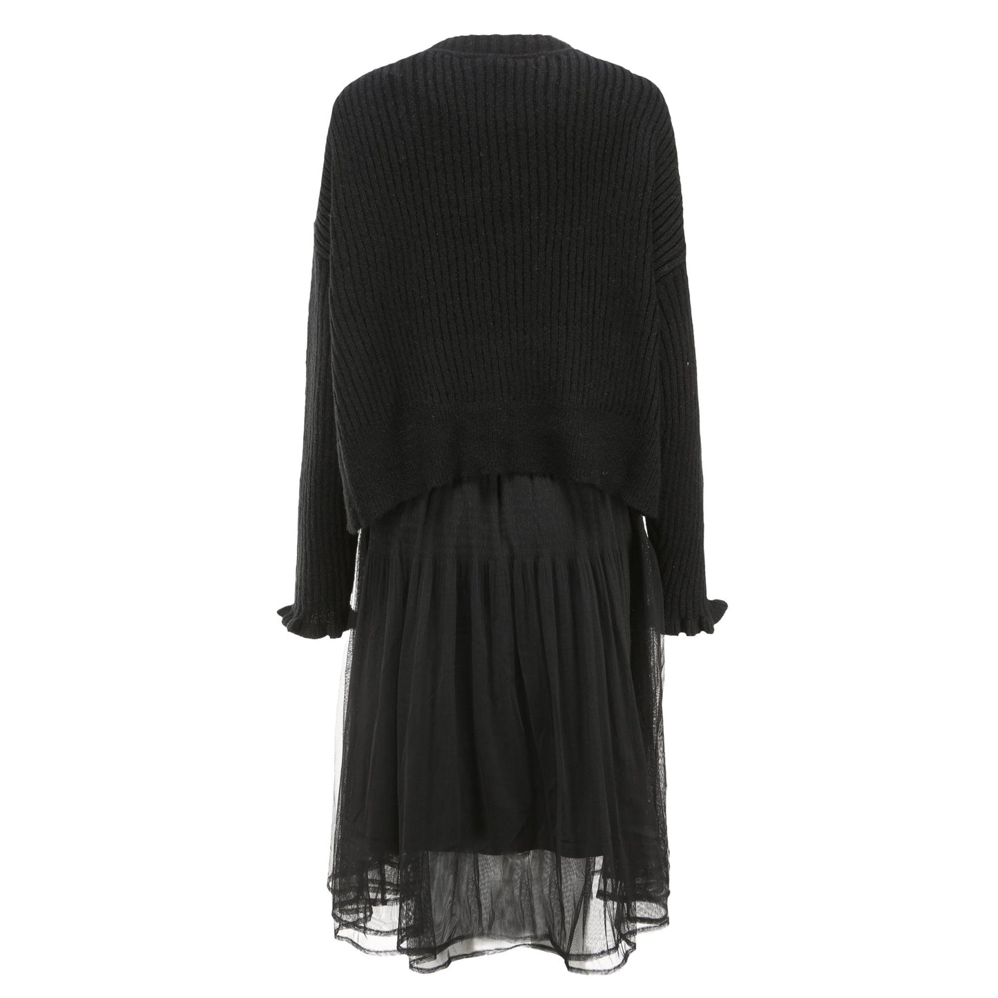 Women Fancy yarn wool skirt - Black