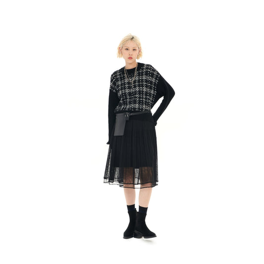 Women Fancy yarn wool skirt - Black