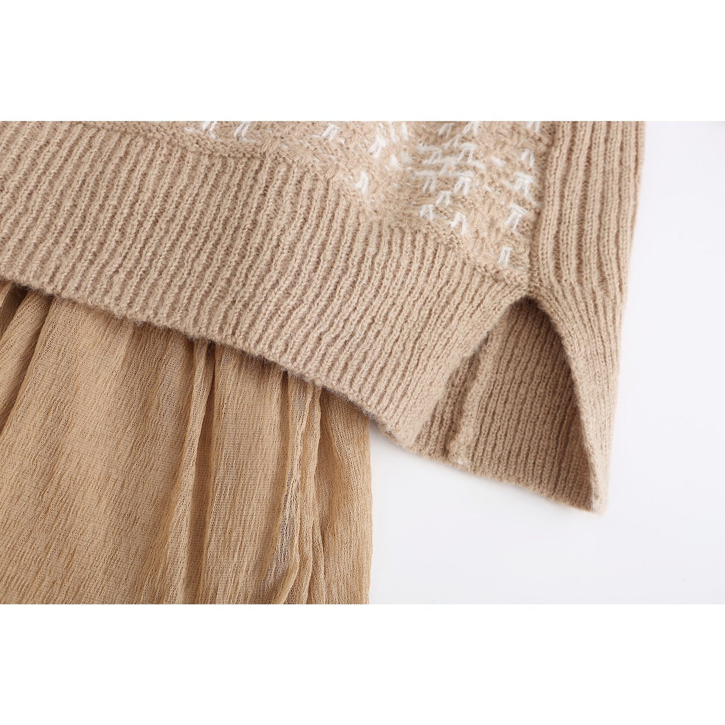 Women Fancy yarn wool skirt - Khaki
