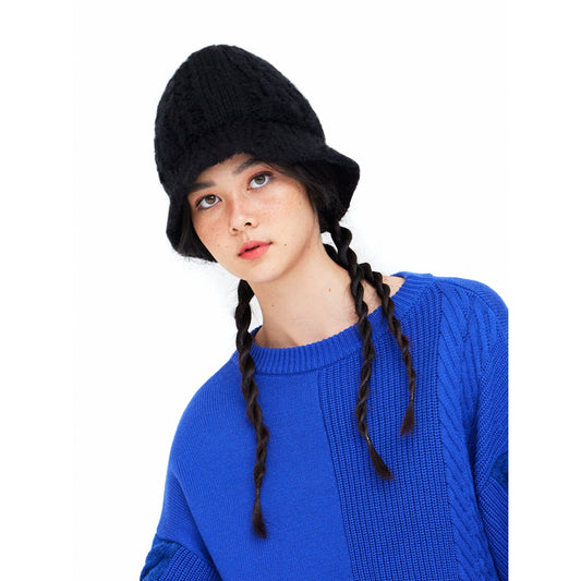 Women Mix-Knitted Bucket Hat - Black