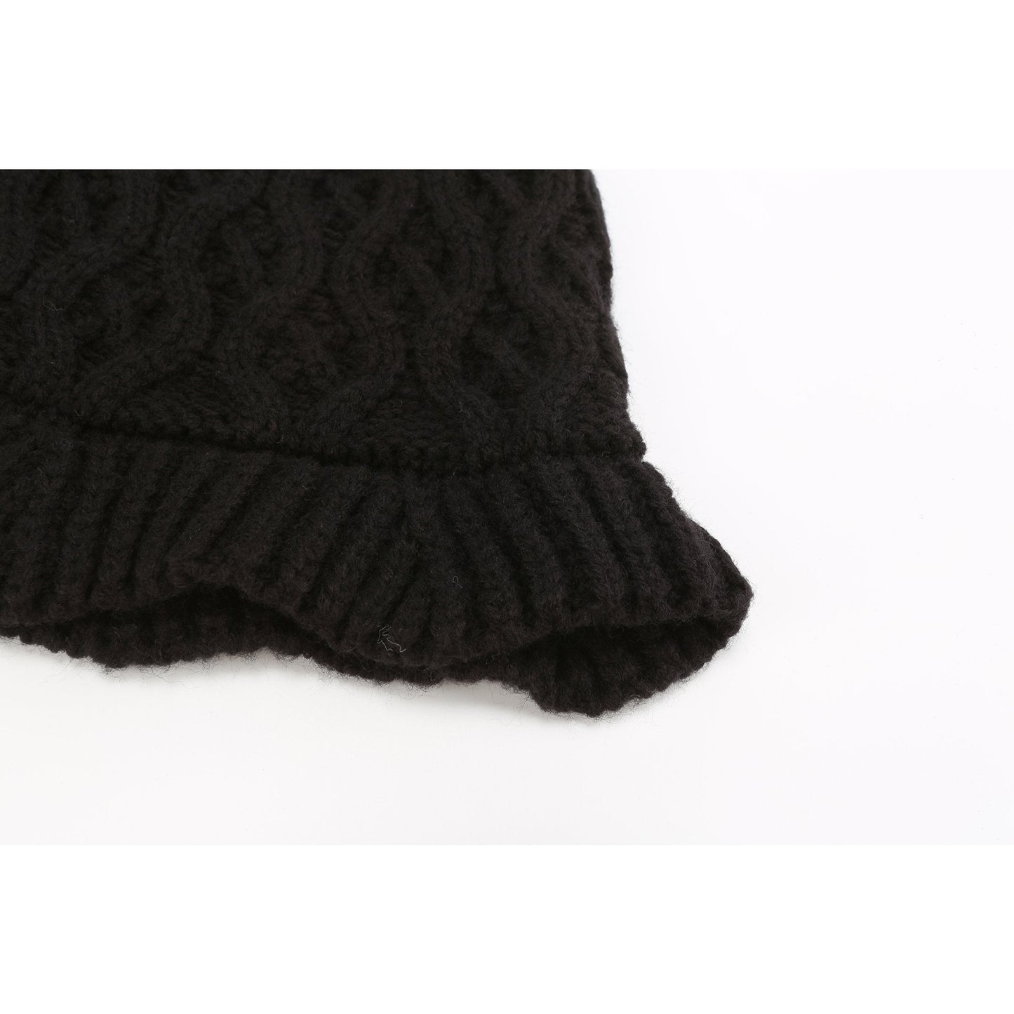 Women Mix-Knitted Bucket Hat - Black