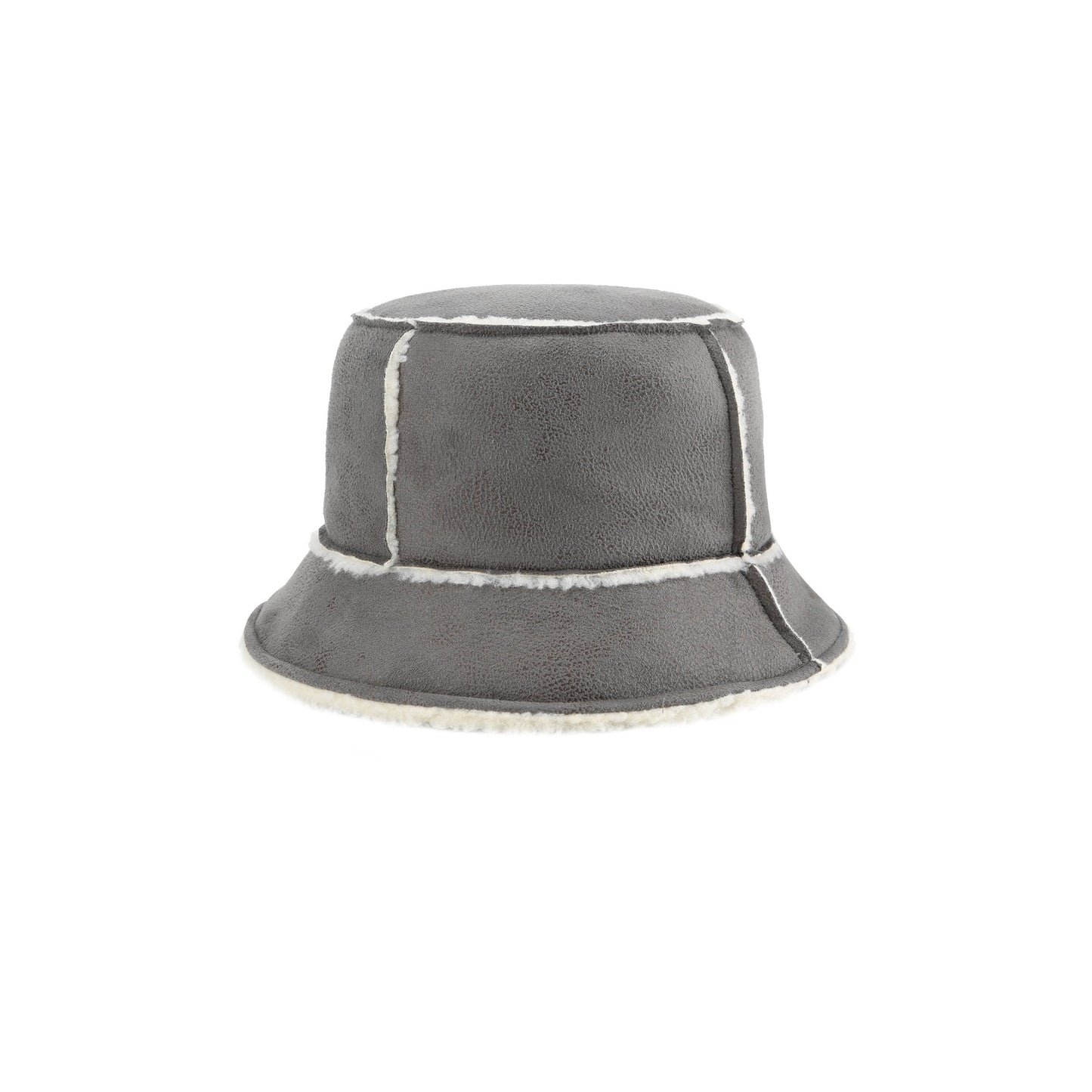 Women Sueded Shearling Bucket Hat - Grey
