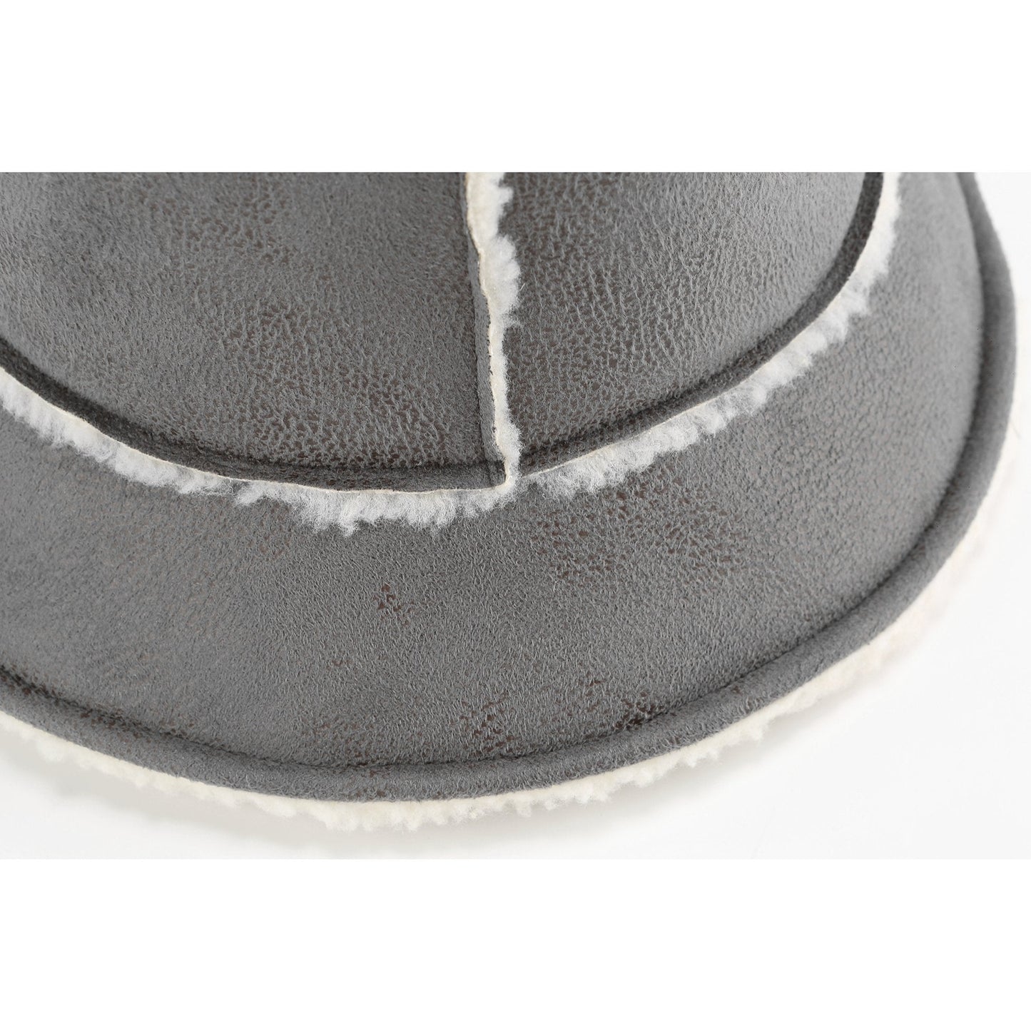 Women Sueded Shearling Bucket Hat - Grey