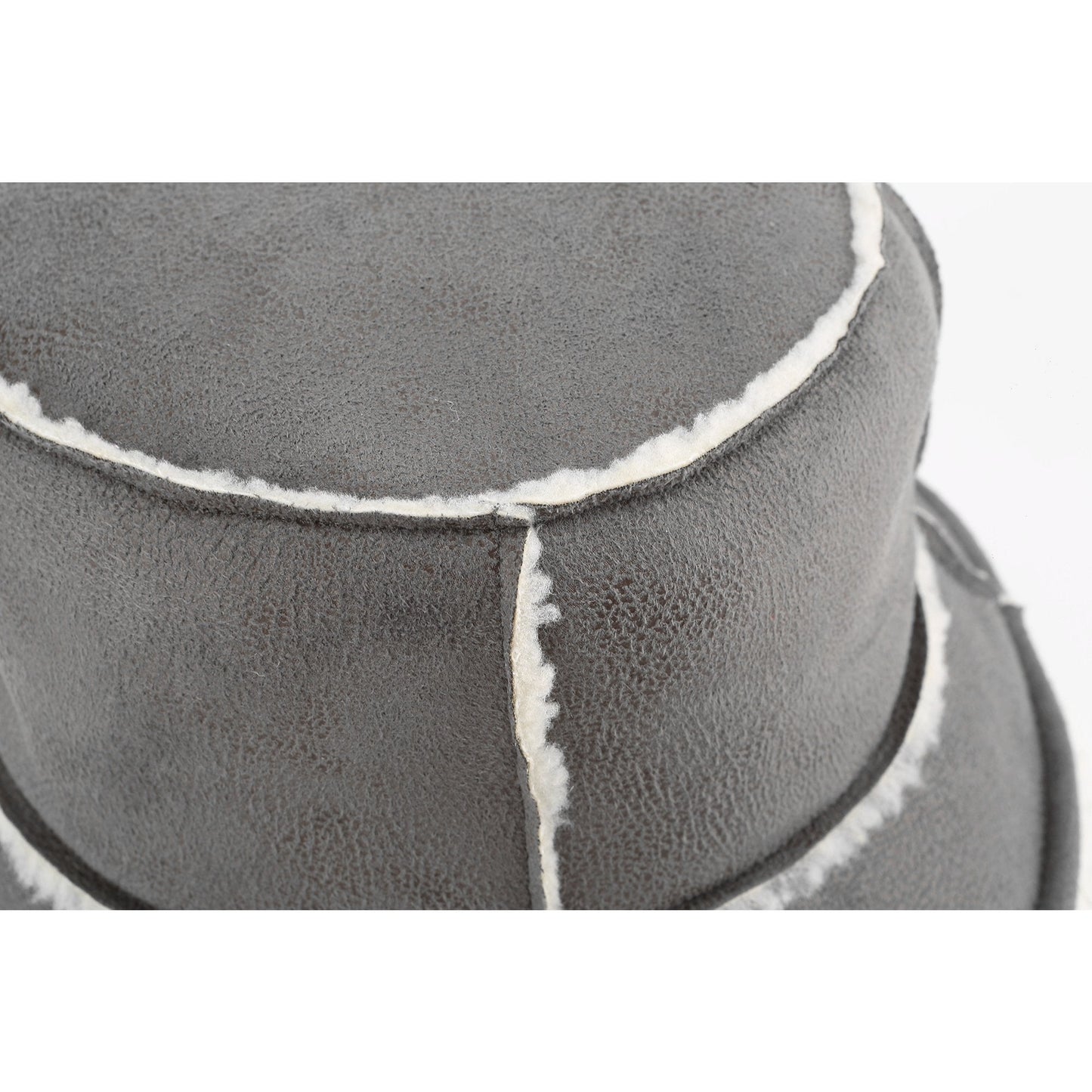 Women Sueded Shearling Bucket Hat - Grey