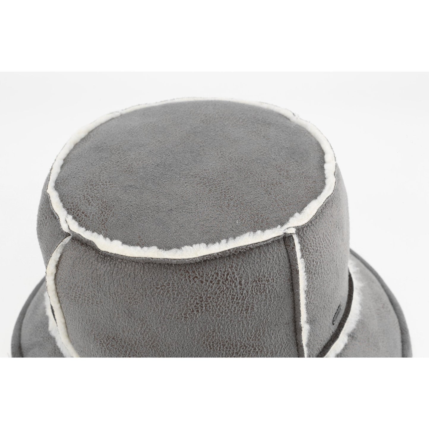 Women Sueded Shearling Bucket Hat - Grey