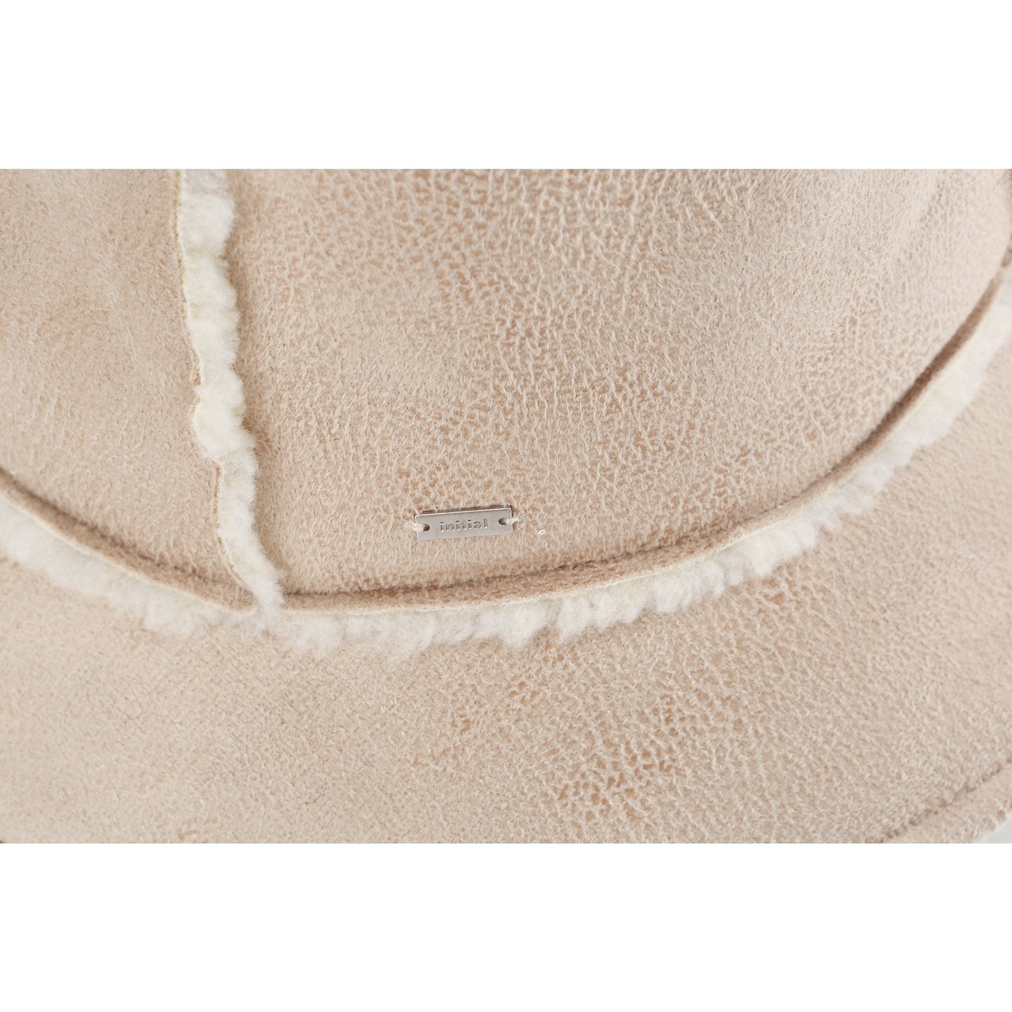 Women Sueded Shearling Bucket Hat - Ivory