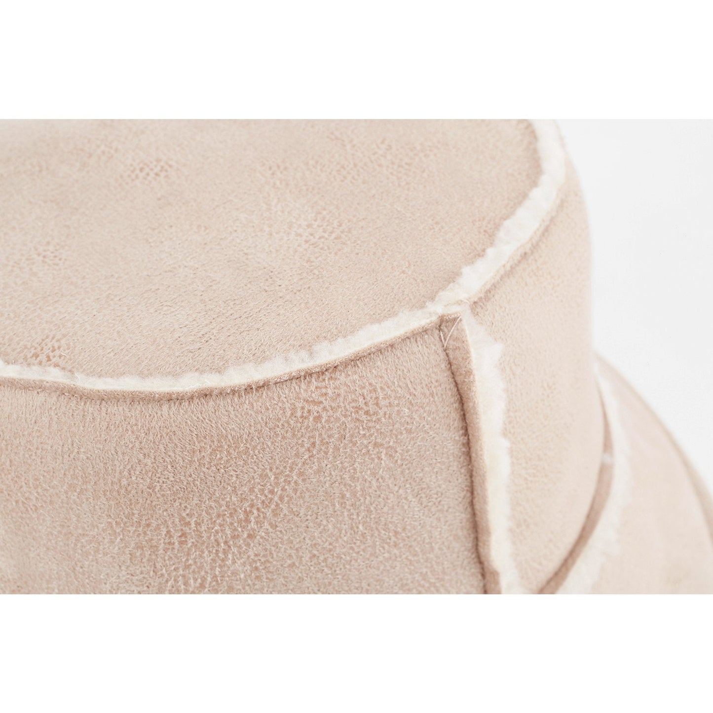 Women Sueded Shearling Bucket Hat - Ivory