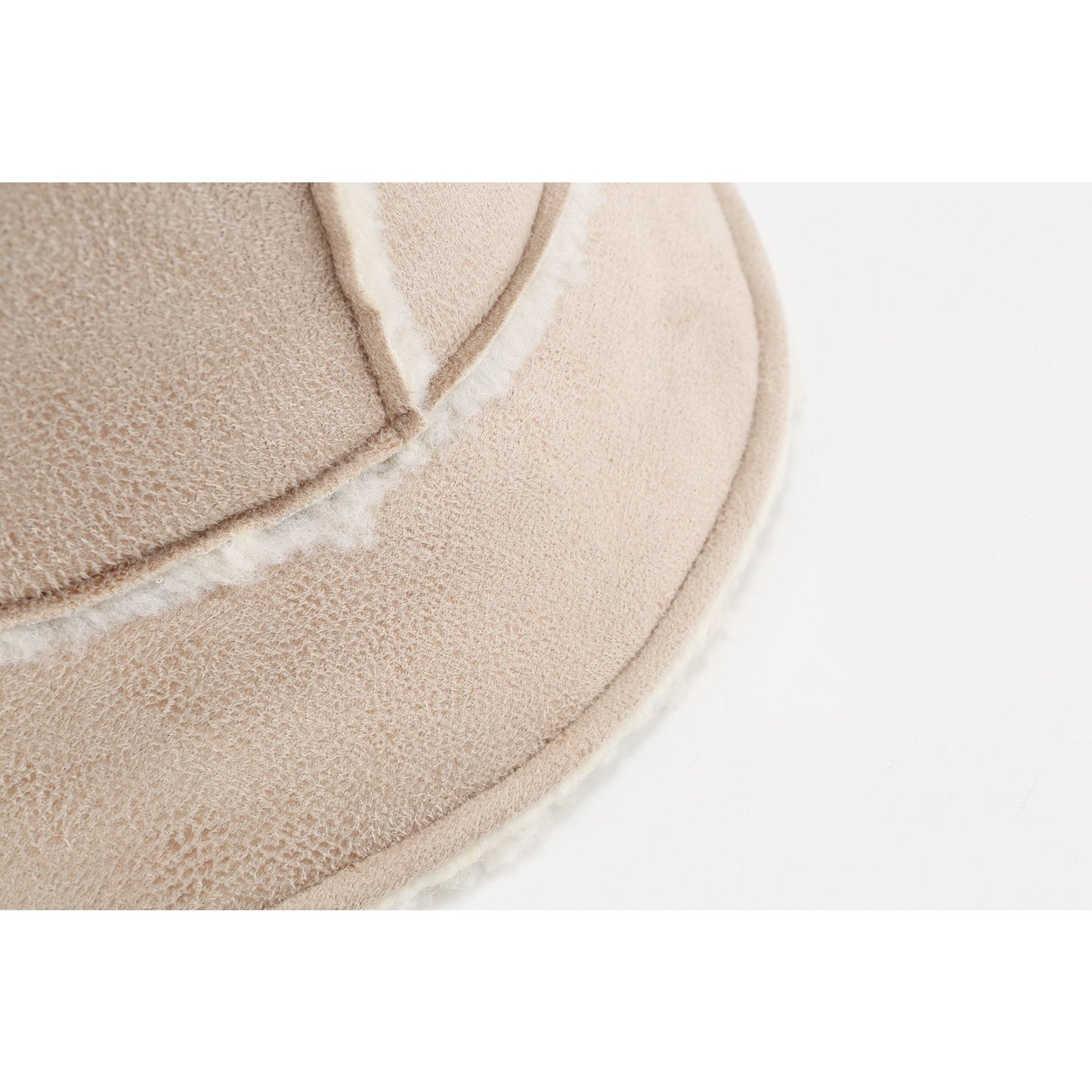 Women Sueded Shearling Bucket Hat - Ivory