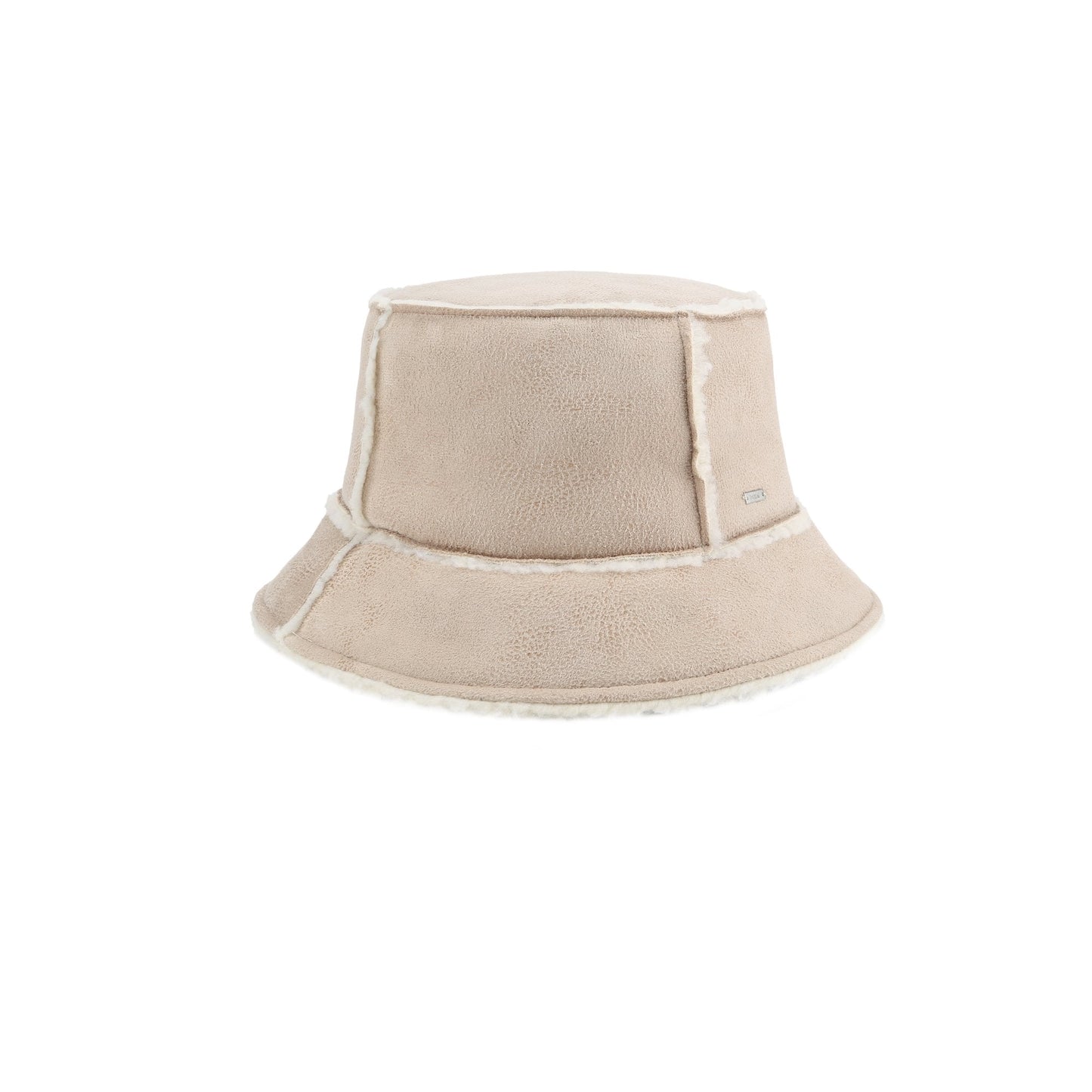 Women Sueded Shearling Bucket Hat - Ivory