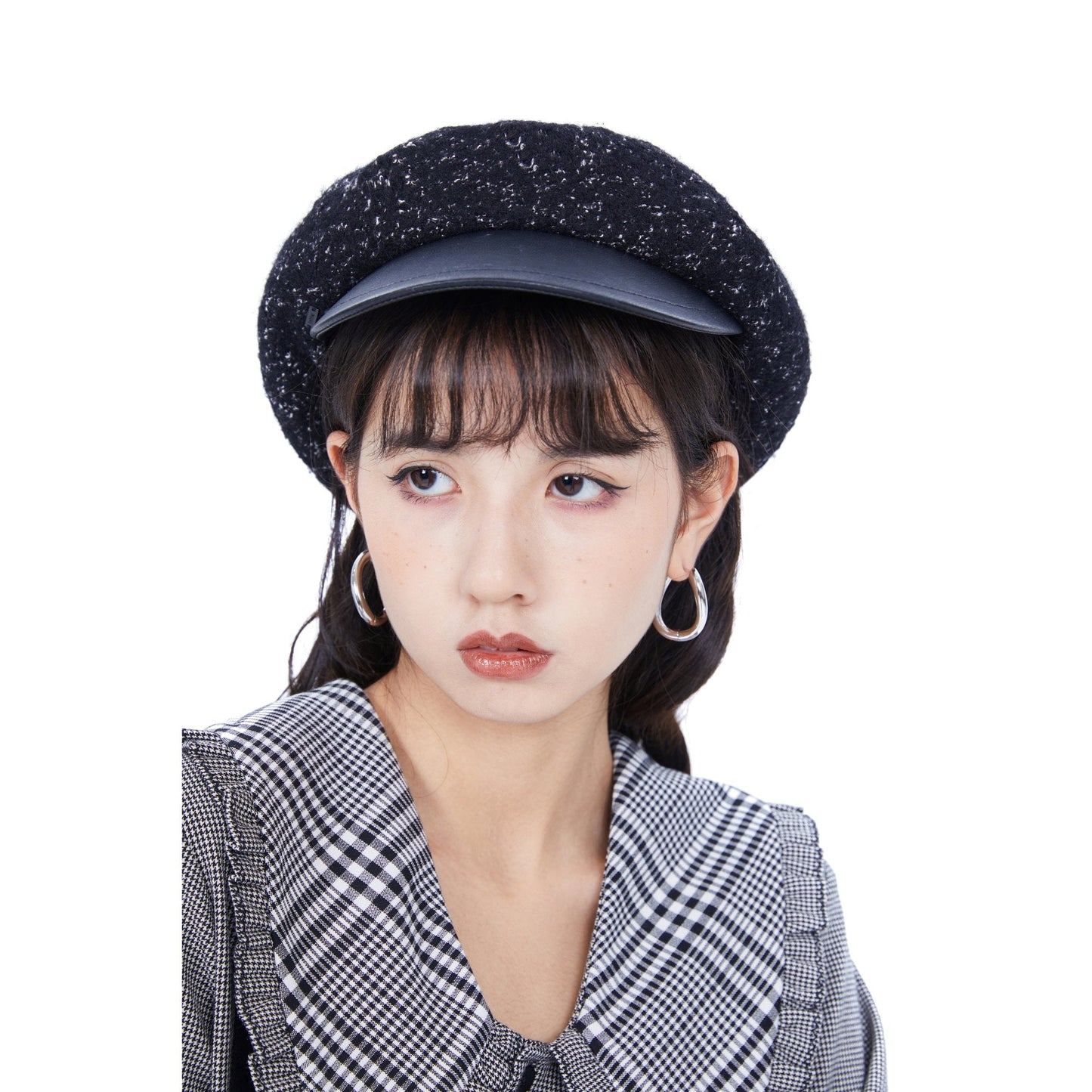 女式雙向貝雷帽 - 黑色