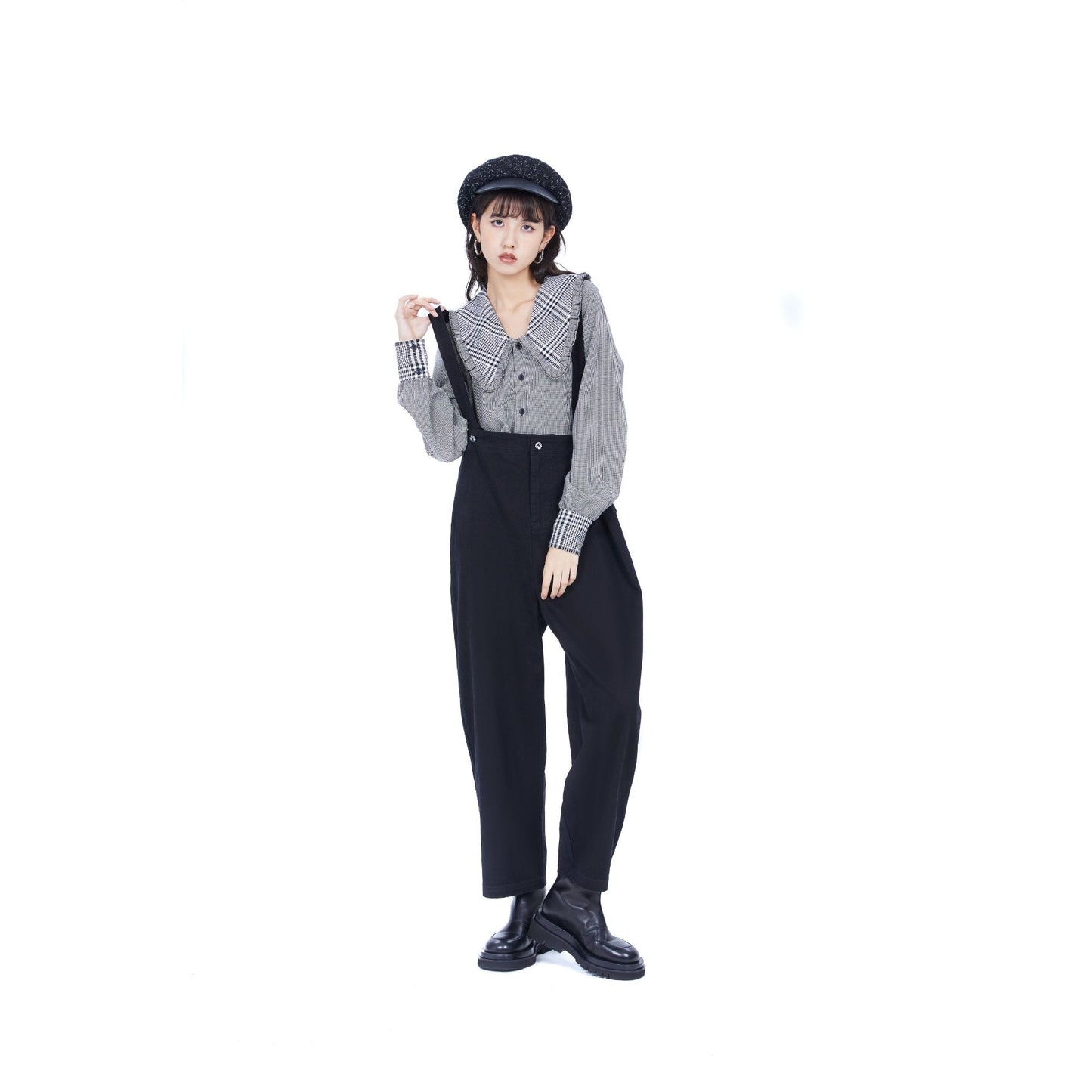 女式雙向貝雷帽 - 黑色