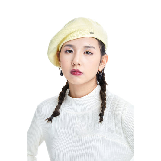 Women Basic Knitted Beret - Yellow