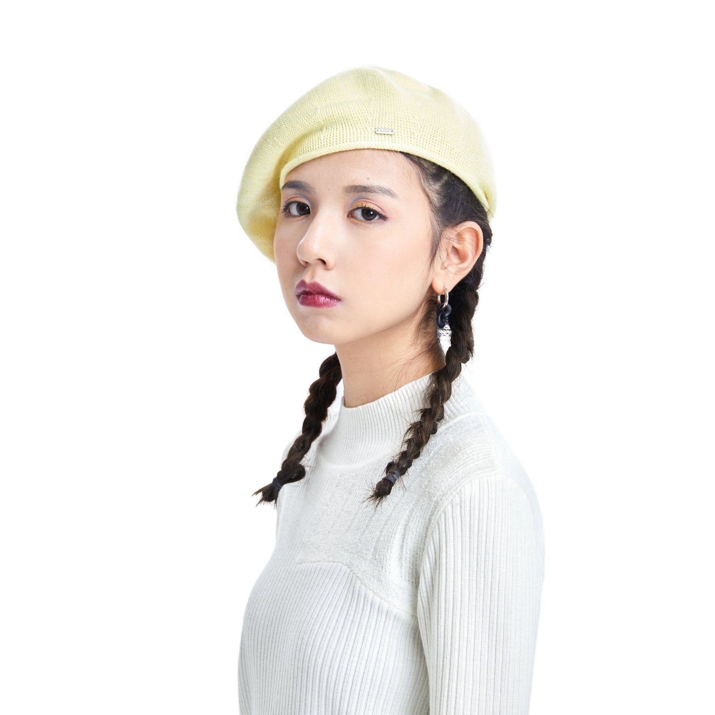 Women Basic Knitted Beret - Yellow