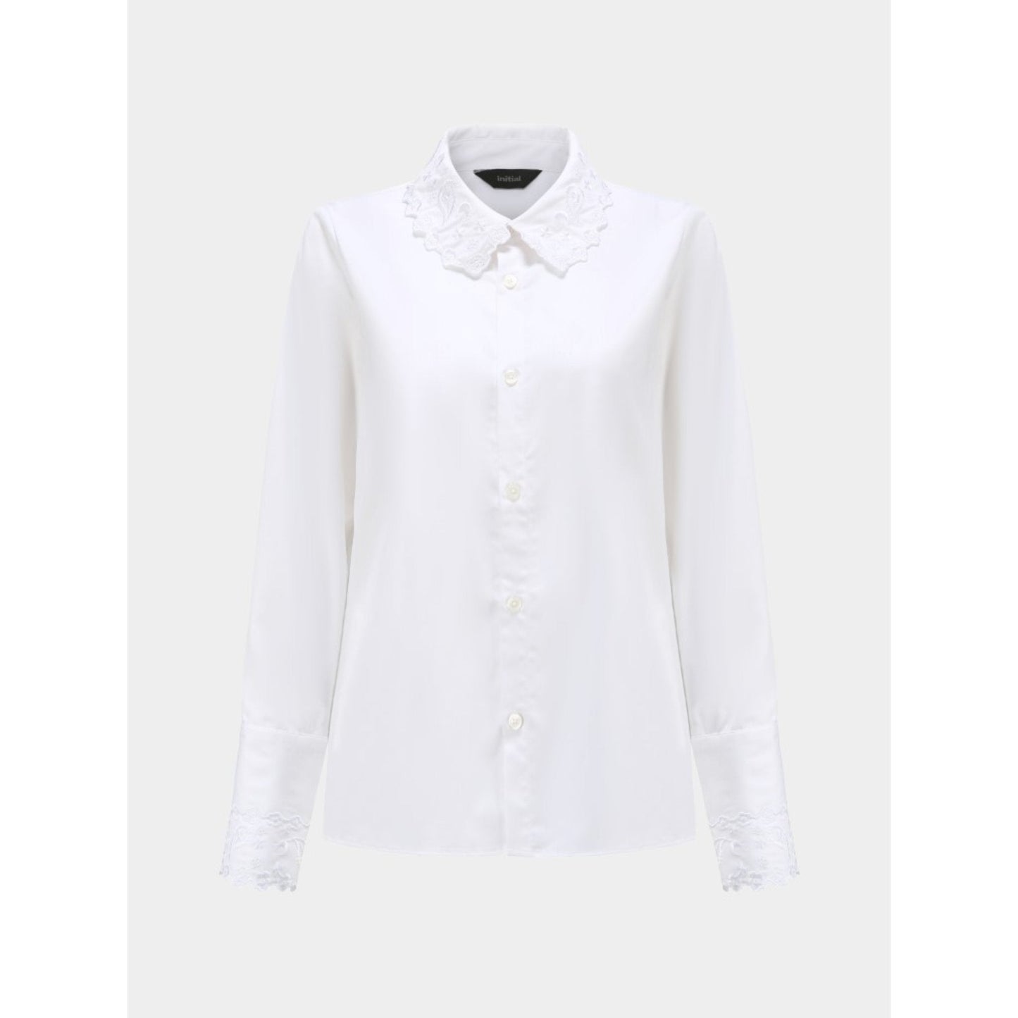 Women Paisley Emborideries Collar Shirt - White