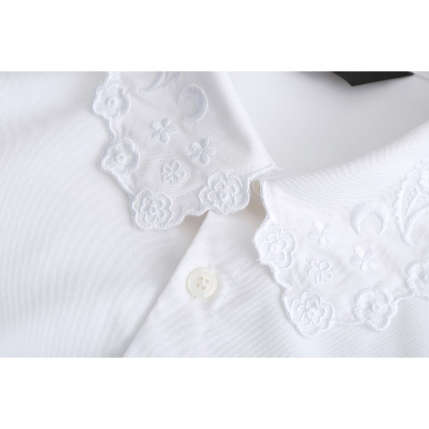 Women Paisley Emborideries Collar Shirt - White