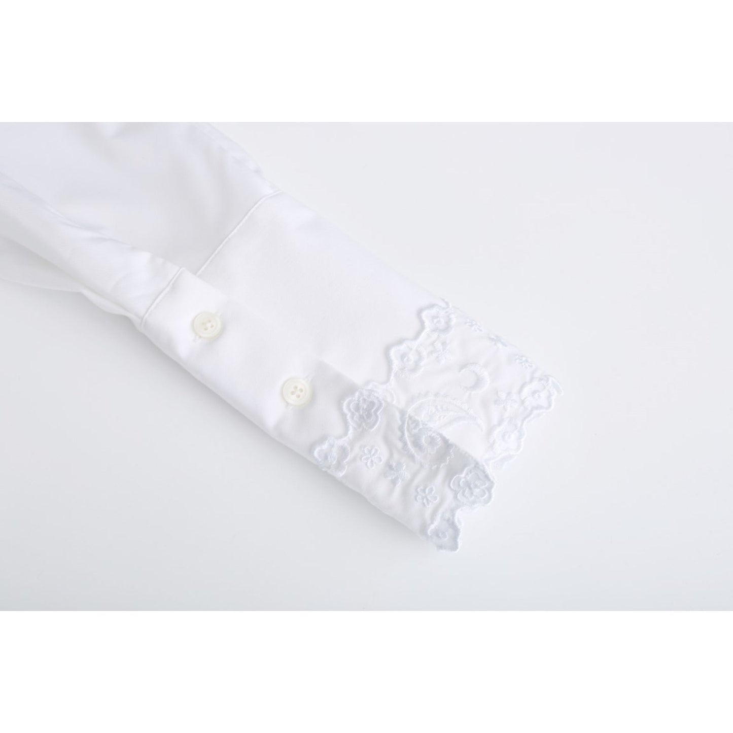 Women Paisley Emborideries Collar Shirt - White