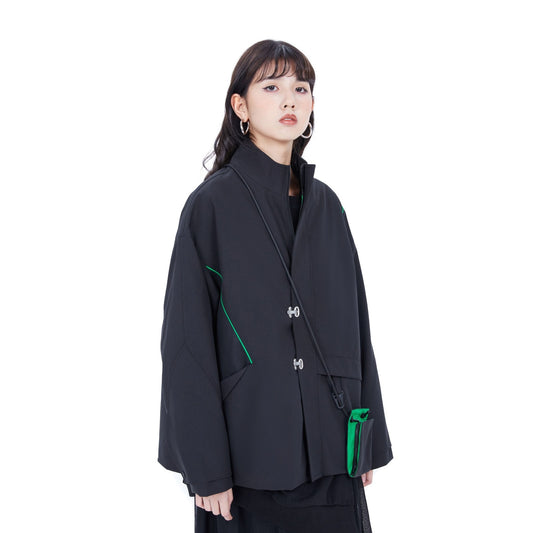 Women Oversize Outdoor Windbearker - Black