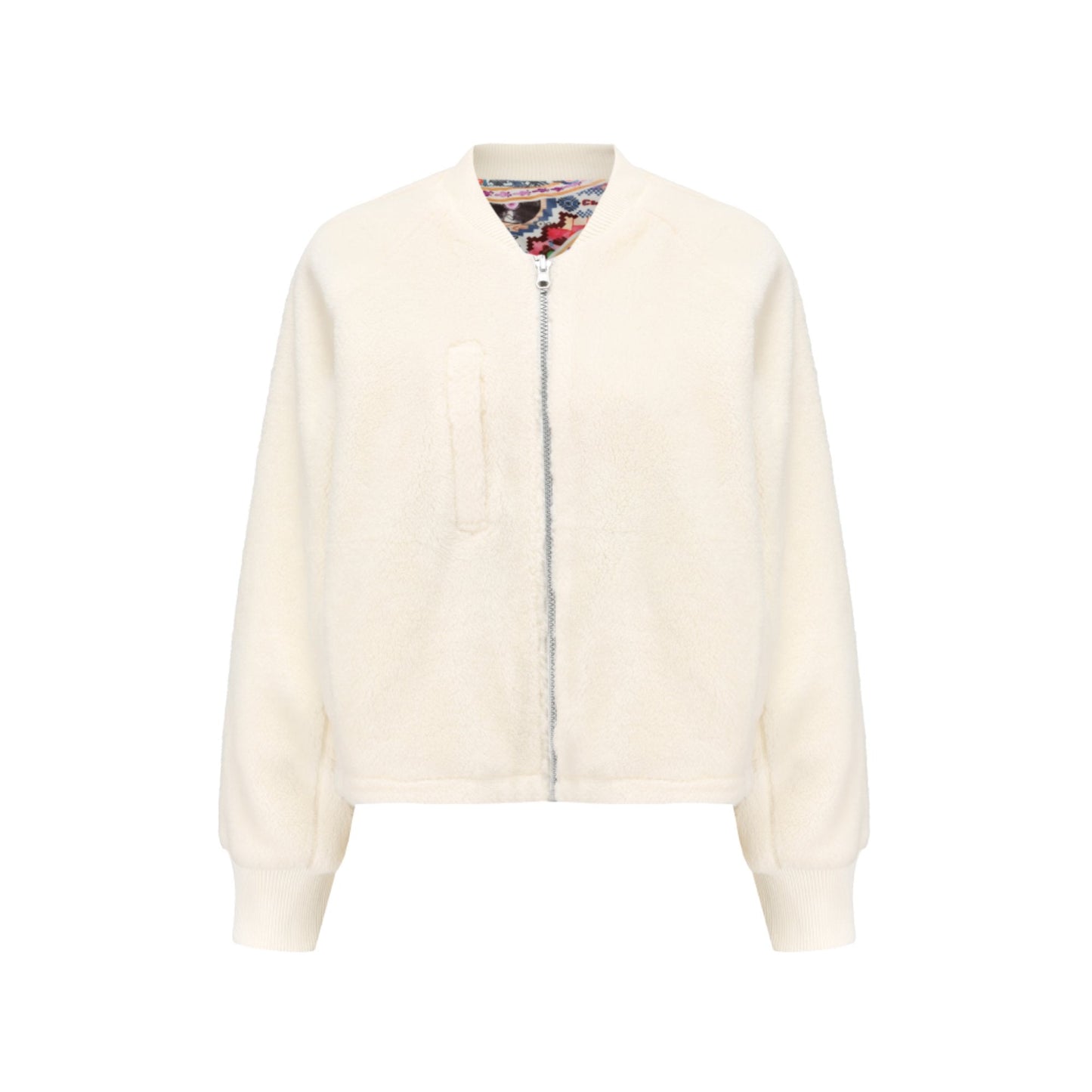 Women Reversible Sherpa Fleece Bomber Jacket - Ivory