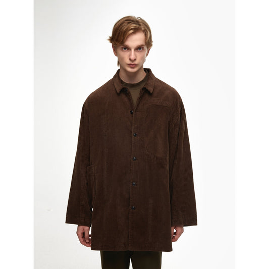 Men Oversize Corduroy Jacket - Brown