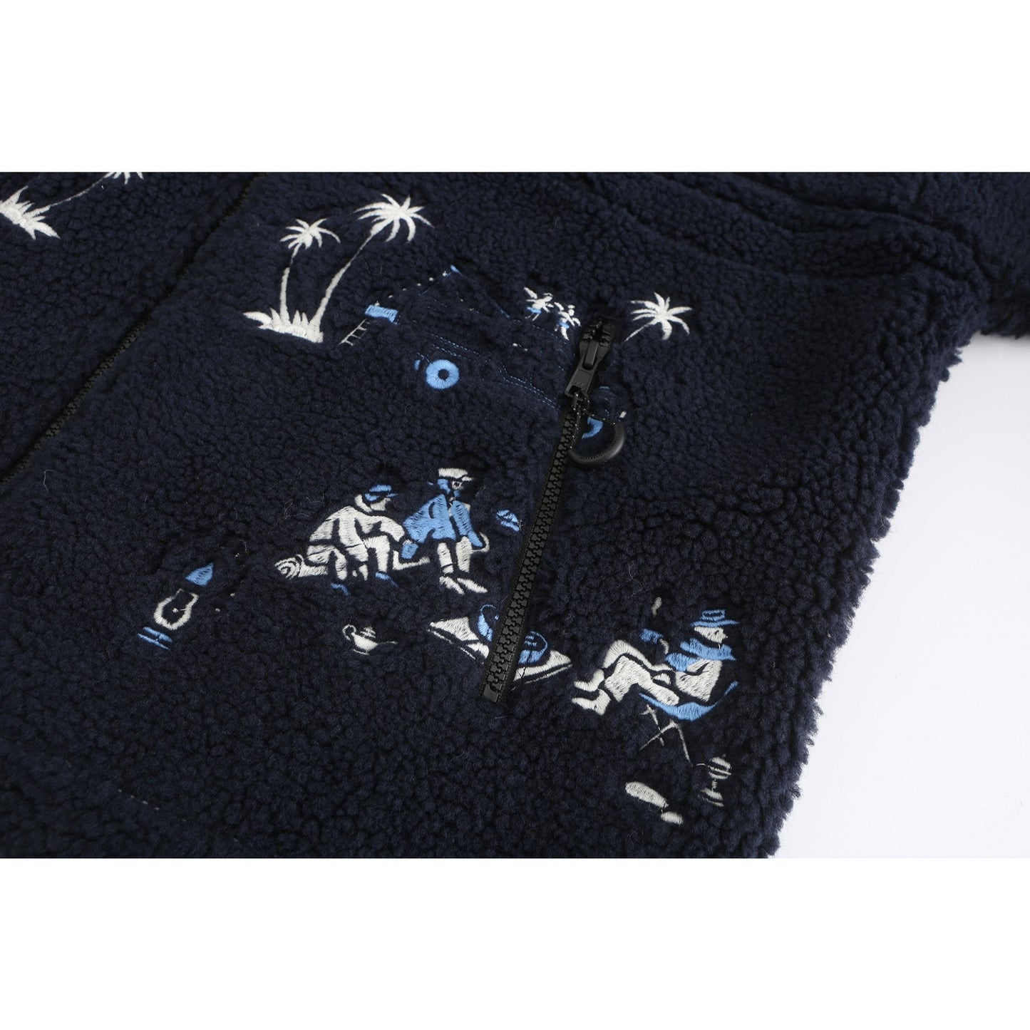 Men [MIMOE x initial gentleman] Fleece Long Sleeve Zip-up Jacket - Blue