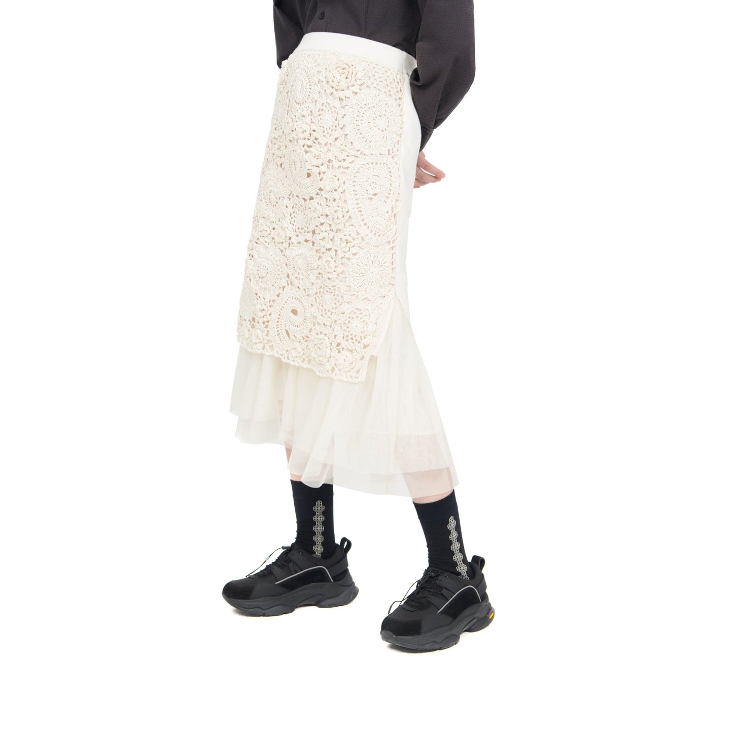 Women Crochet Lace Skirt - Ivory