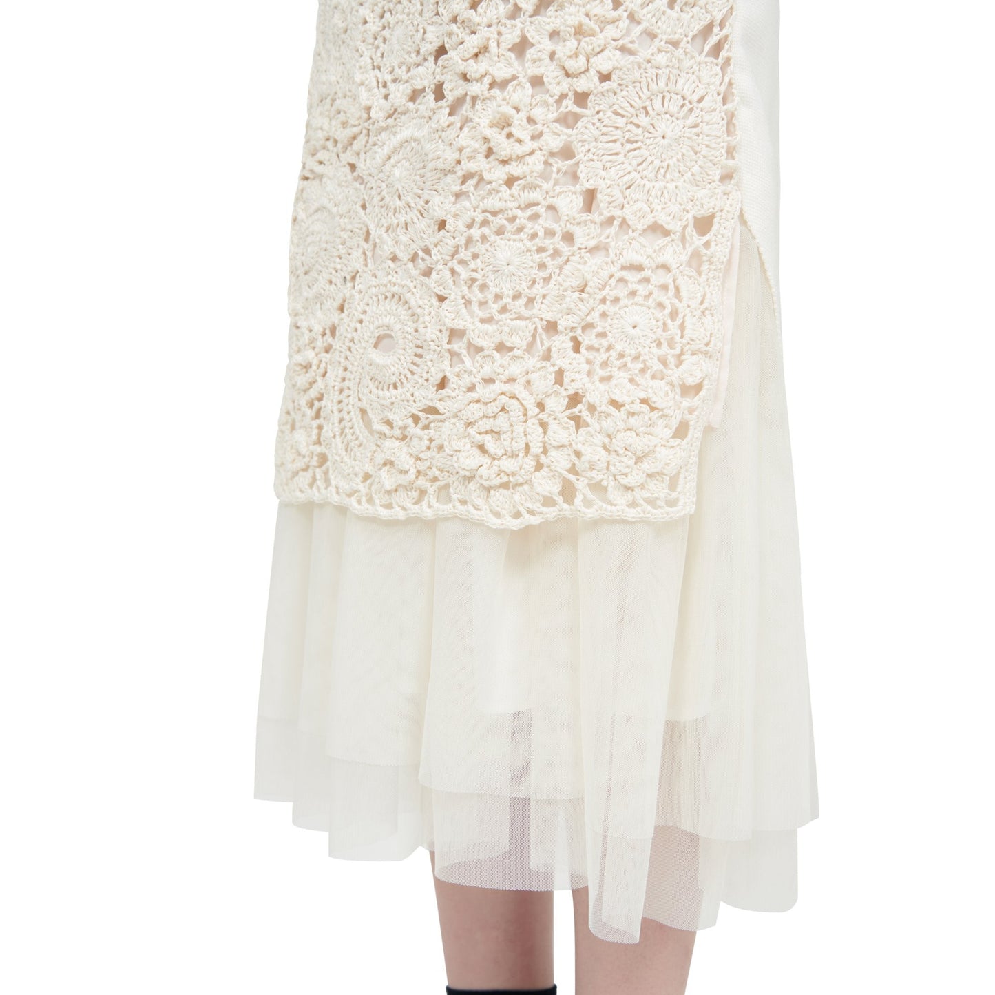 Women Crochet Lace Skirt - Ivory