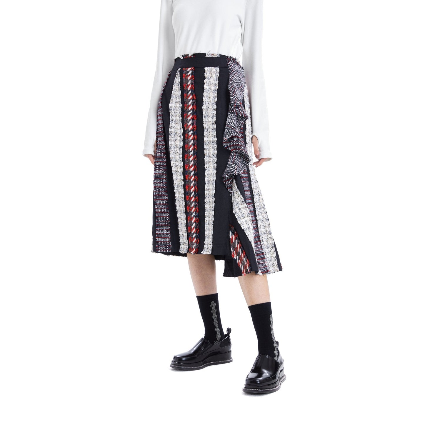 Women Tweed Patched Skirt - Pattern