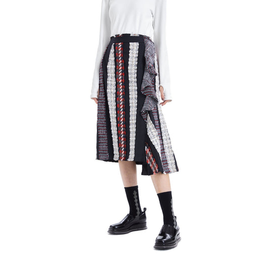 Women Tweed Patched Skirt - Pattern