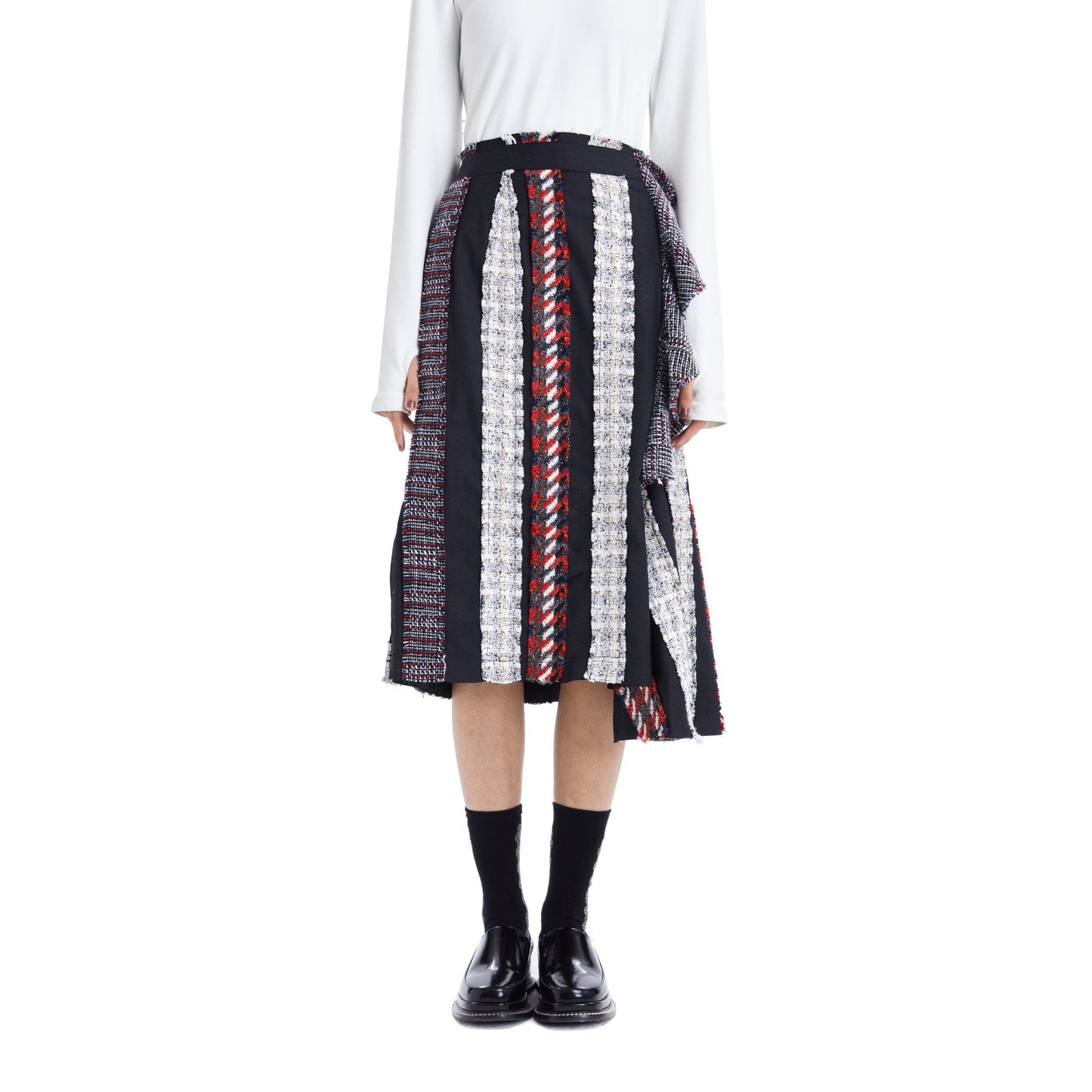 Women Tweed Patched Skirt - Pattern