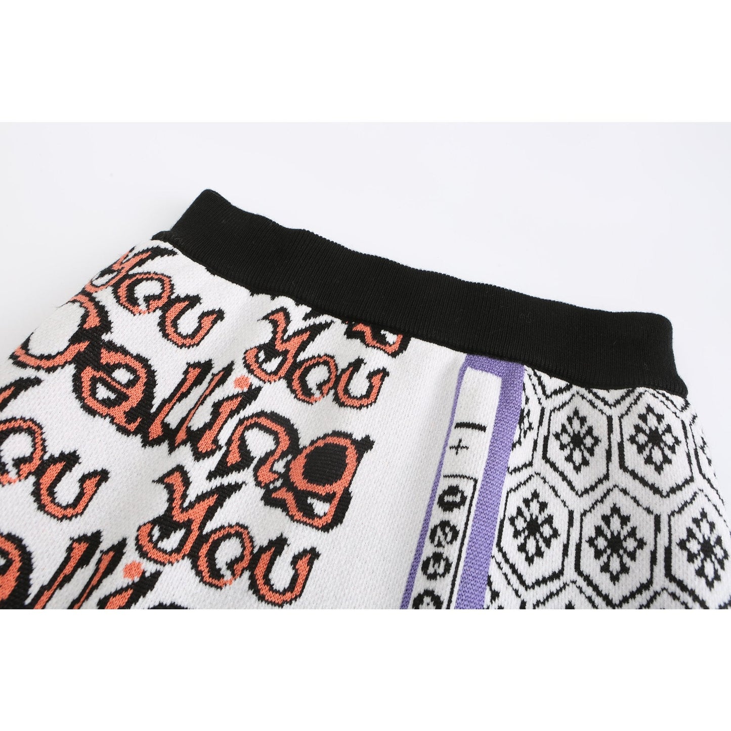 Women Mixed Pattern Jacquard Knit Skirt - Pattern