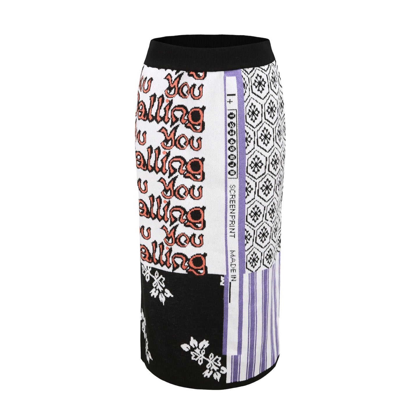 Women Mixed Pattern Jacquard Knit Skirt - Pattern