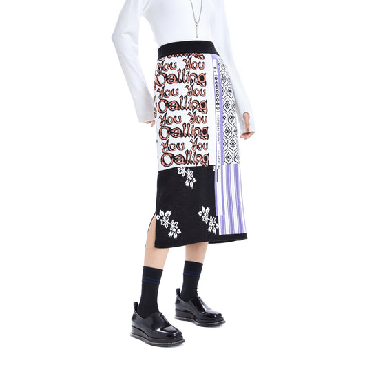 Women Mixed Pattern Jacquard Knit Skirt - Pattern