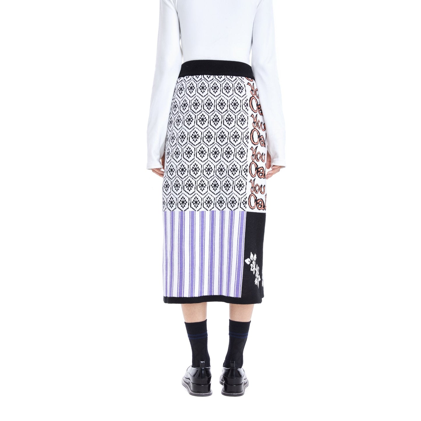 Women Mixed Pattern Jacquard Knit Skirt - Pattern