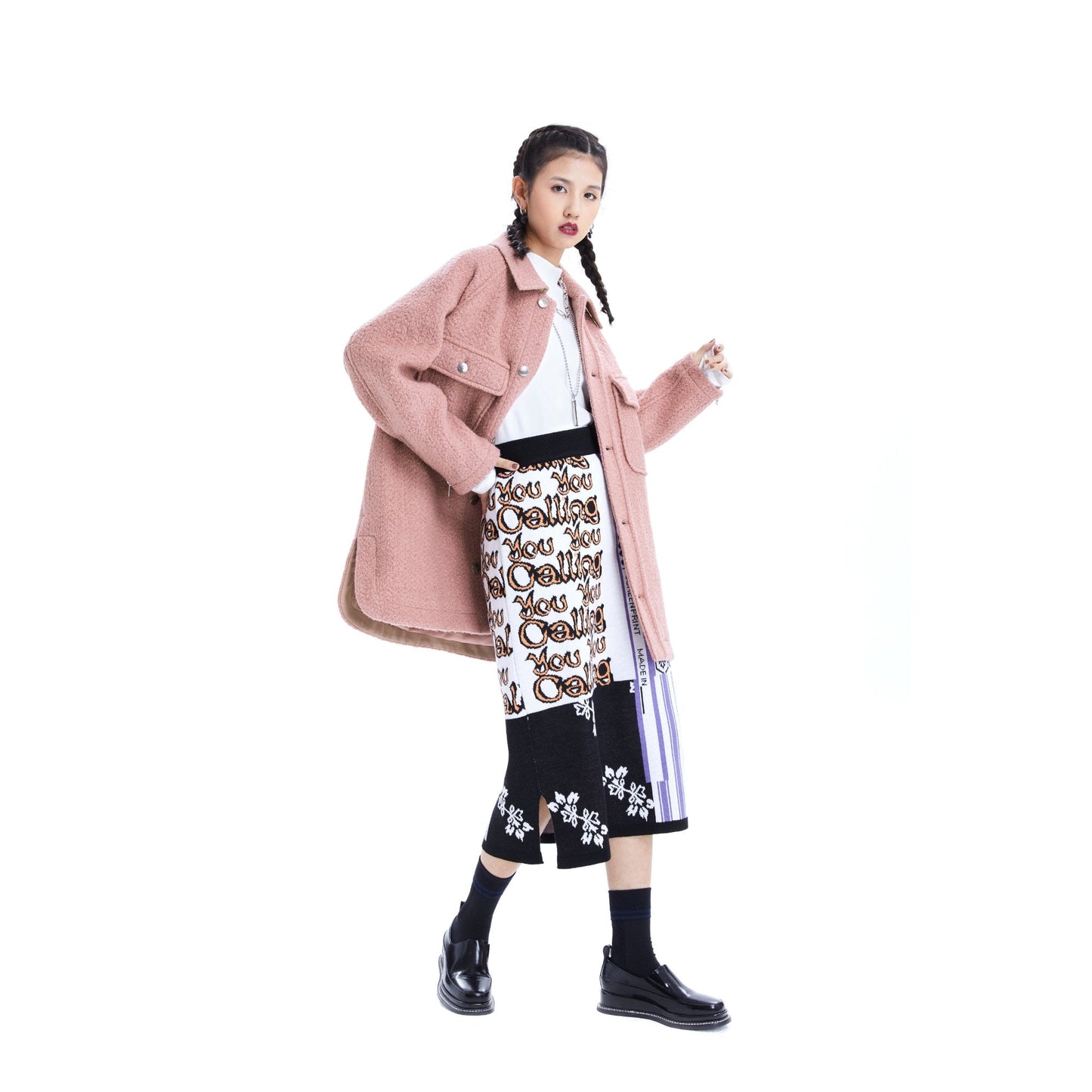 Women Mixed Pattern Jacquard Knit Skirt - Pattern