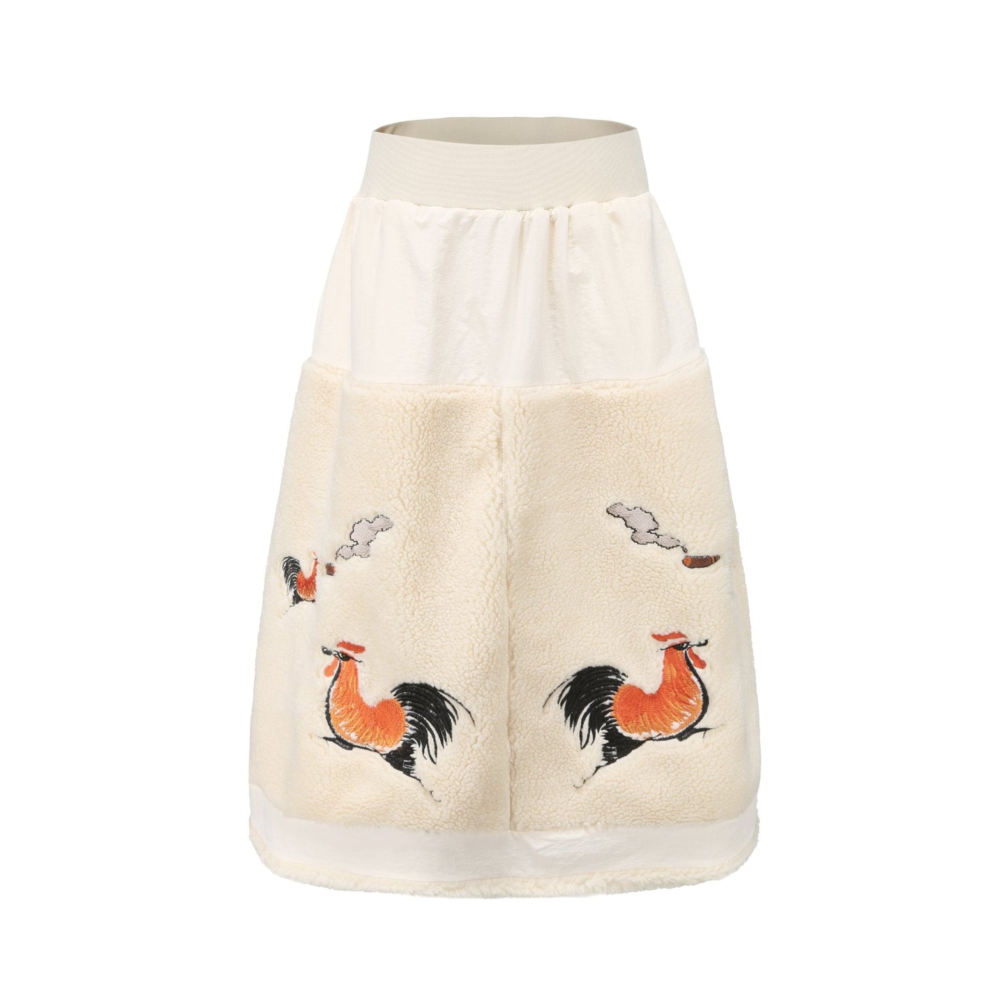 Women Embroidery Sherpa Skirt - Ivory