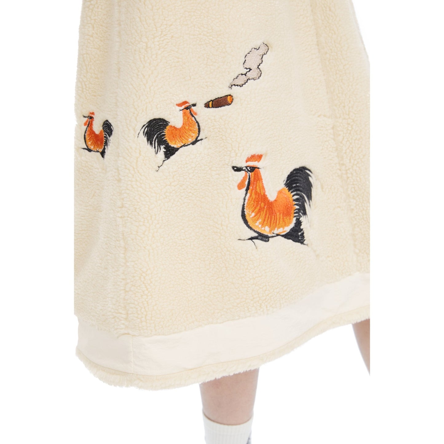 Women Embroidery Sherpa Skirt - Ivory