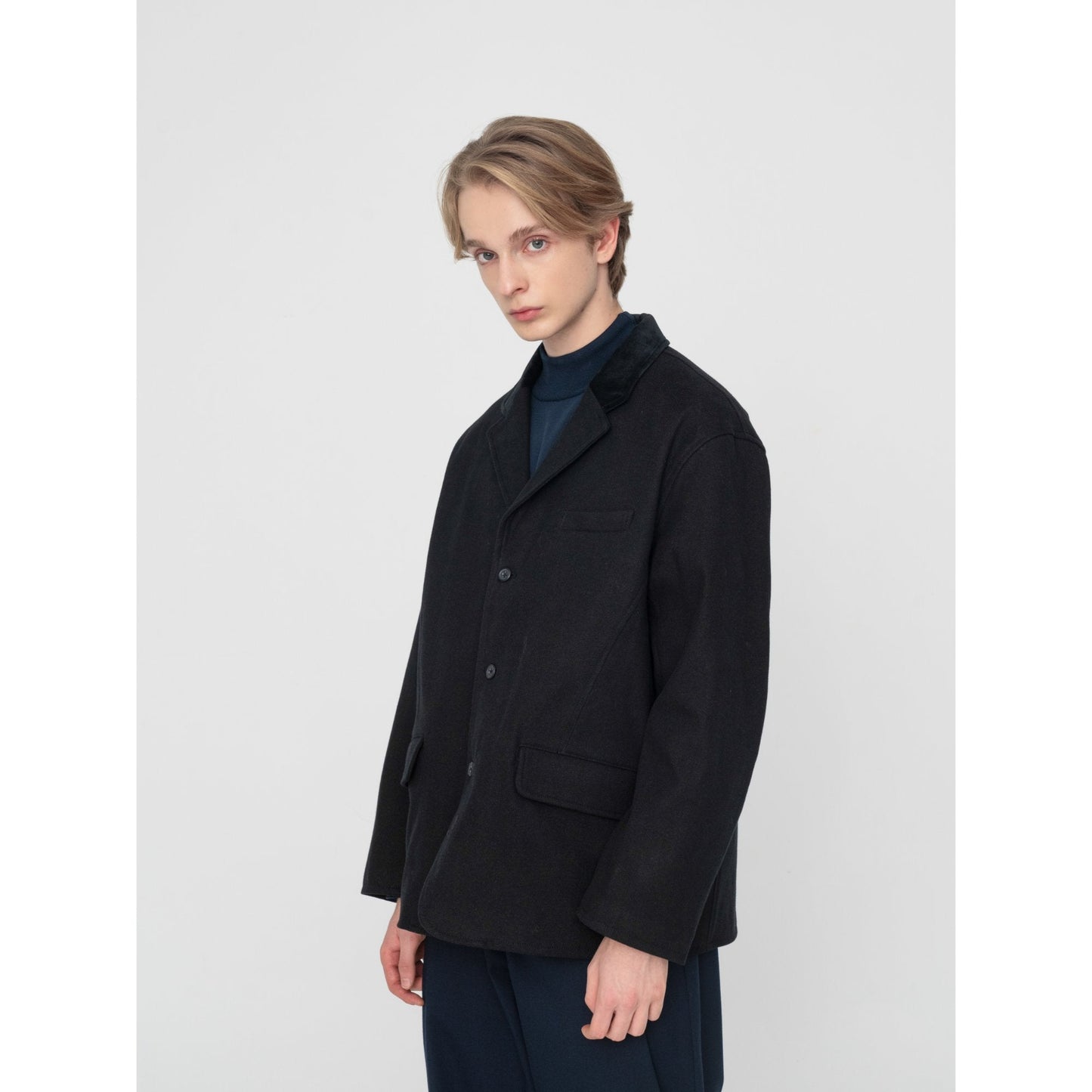 Men Singe Breast Blazer - Black